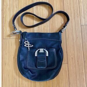 B. Makowsky Crossbody bag Black Buttery Leather Shoulder Purse CONVERTIBLE